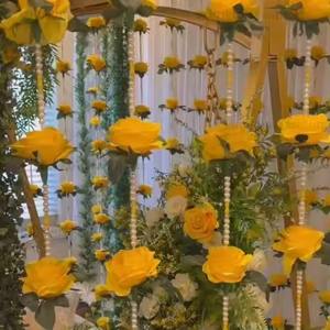 Guirlandes de perles de fleur de Rose artificielle jaune pour décor de toile de fond de scène Guirlandes de perles de nouveau Design Unique pour la décoration de plafond - Product Image 2