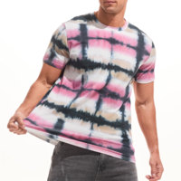 Camisetas personalizadas con efecto tie-dye para hombre, artículo de moda urbana para el verano, transpirable, de secado rápido, tejido de punto, 100% algodón, cuello redondo.