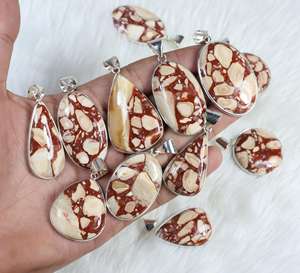 สร้อยคอจี้อัญมณี mookaite ทำด้วยมือชุบเงินเครื่องประดับขายส่งสร้อยคอ mookaite ชุบเงิน - Product Image 1