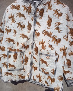 Animal Print <b>Jacket</b> Womens Boho <b>Quilted</b> Cotton Coat Handmade Reversible <b>Quilted</b> <b>Jacket</b> Lightweight Block Print Outerwear Gift - Product Image 6
