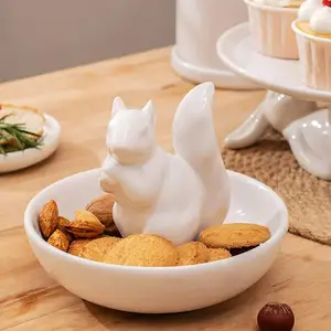 new product ideas 2024 Custom Wholesale Unique Decorative Snack Bowl Ceramic 3D Squirrel Small Snack Candy Plate