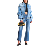 Chaqueta de Mezclilla Cruda de Invierno para Mujer, Manga Larga, Corte Ajustado, Tallas Grandes, Alta Calidad, Transpirable, Ecológica, Servicio OEM Personalizado