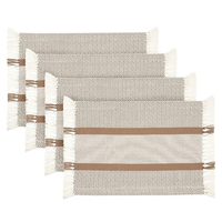 Ensemble de nappes et sets de table de luxe jetables brodés feuille verte, en coton blanc à pois et lin à ourlet festonné, pour mariages et événements, vente en gros