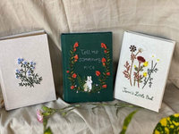 LABON Maßgefertigtes A5-Format Handgemachtes Stoff-Tagebuch Besticktes Gänseblümchen-Notizbuch mit Fadenheftung Hardcover-Journal