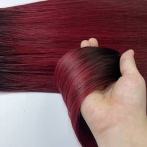 100% faisceaux droits d'os alignés sur les cuticules sans perte d'extensions de cheveux humains bruts droits bordeaux du Vietnam - Product Image 1