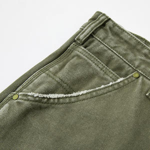 Shorts en jean décontractés d'été haute performance avec design déchiré moyen et technique de lavage à l'acide, braguette à boutons, streetwear pour homme - Product Image 2