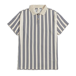 Polo a rayas con logotipo personalizado para hombre, camisa informal de manga corta con cuello para hombre - Product Image 2