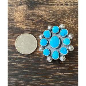 Kingman Turquoise <b>and</b> Sterling <b>Silver</b> Cluster Pendant <b>and</b> <b>Earring</b> <b>Set</b> Fine Jewelry <b>Set</b> - Product Image 4