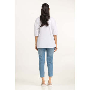 Top Corto de Punto para Mujer, Informal, Holgado, 100% Algodón con Spandex, Antiarrugas, Transpirable, para Invierno, OEM ODM - Product Image 6