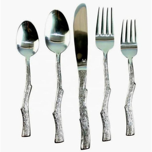 Ensemble de couverts design feuille fourchette couteau à beurre cuillère de table argenterie ustensiles de cuisine en acier inoxydable ensemble de couverts fabriqué en inde - Product Image 2