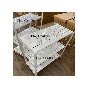 Chariot de service de couleur blanche en fer à trois niveaux taille et forme personnalisées chariot de service de nourriture au prix le plus bas - Product Image 1