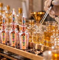 Flacons de parfum égyptiens en verre/cristal, édition limitée, dorés, gravés à l'acide, faits main, uniques et très luxueux