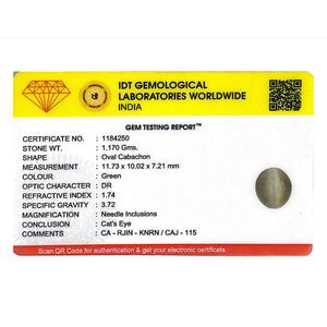 พลอยตาแมวทรงทริลเลียน 5.85 กะรัต ขัดเงา ปรับขนาดแล้ว สีเพอริดอท แทนซาไนต์ อะเมทรีน โอปอล โทแพซ อะความารีน - Product Image 4