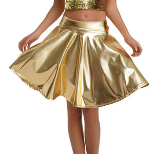 Summer Sexy Laser High Waist Mini PU Leather Skirt Club Party Dance Shiny Holographic Skirts Harajuku JK Metallic Pleated Skirts - Product Image 6