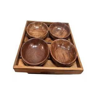 Nouveau design de luxe, ensemble de bols en bois de qualité supérieure avec plateau, personnalisé, moderne et écologique pour mariage - Product Image 1