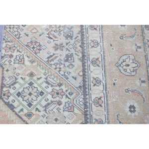 Vintage Turkish Rug, 2.1x2.7 ft Rug, <b>Brown</b> Green Bordered <b>Wool</b> Rug - Product Image 5