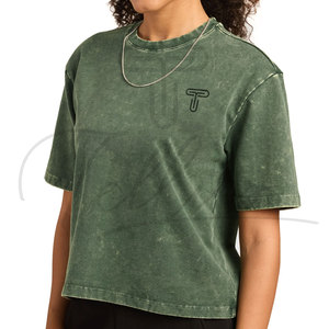 Camisetas de Verano para Mujer con Estampado Lavado Ácido, Transpirables, de Secado Rápido, Ecológicas, con Logotipo Personalizado, Manga Corta, al por Mayor - Product Image 5