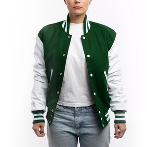 Patchs en chenille personnalisés OEM Veste de baseball universitaire Letterman en laine brodée pour femmes Style bombardier d'hiver léger - Product Image 6