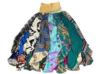 Jupe patchwork fluide été bohème longue Maxi recyclé Sari soie ferraille jupe Hippie Boho Festival jupe 70s rétro