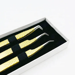 Pince à épiler d'extension de cils à paillettes d'or de haute qualité Type de botte en acier inoxydable solide pince à épiler à Volume pointu à 90 et 45 degrés - Product Image 2