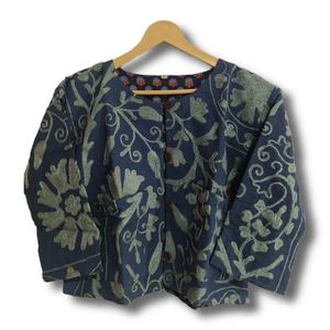Chaqueta Bomber Reversible de Algodón con Bordado Suzani, Estilo Boho, Logotipo Personalizado para Primavera y Otoño con Decoración de Plumas - Product Image 3