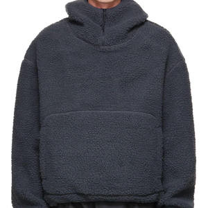Sweat à capuche en polaire Sherpa à fermeture éclair OEM pour hommes, manches longues, coudes, poche avant, sweats à capuche en polaire - Product Image 5