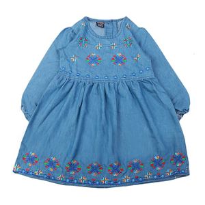 Robe en jean brodée pour filles - Bleu - Product Image 4