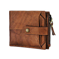 Cartera Larga de Lujo para Hombre, de Cuero Genuino de Alta Calidad, con Cierre, Impermeable, con Bloqueo RFID, Tarjetero Retro, Logotipo OEM Personalizado