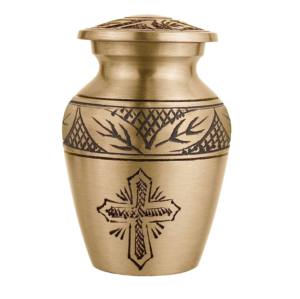 Petites urnes de crémation de souvenir gravées en laiton avec des urnes de souvenir de cendres humaines de vente chaude finies d'or - Product Image 5