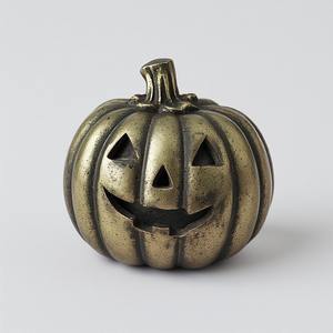 Sculpture de citrouille en aluminium de qualité supérieure, fabriquée à la main avec du vernis à patine, conçue pour enrichir les intérieurs d'Halloween - Product Image 1