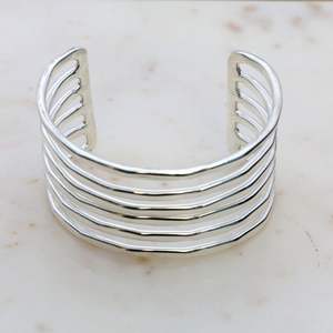 Premium Women Brass <b>Silver</b> Plated Designer <b>Cuff</b> <b>Bracelet</b> with Elegant Custom Engraving Open Bangle Jewelry At Cheap Price - Product Image 3