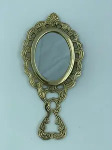 Top Quality Metal Brass Material Hand <b>Mirror</b> Marvelous Design Home Decorative Hand <b>Mirror</b> Perfect Choice For Daily <b>Makeup</b> - Product Image 5
