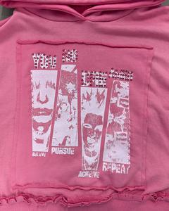 Wholesale Custom 100% Cotton Fleece Unisex Winter Streetwear Oversized Short Hoodie Rhinestone Design Boxy Fit Eco-Friendly - Product Image 6