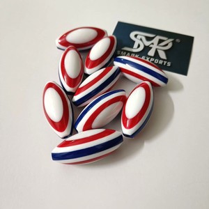 Cuentas ovaladas de resina roja, blanca y azul, diseño a rayas, cuentas artesanales de joyería perfectas para accesorios de moda DIY y creaciones artísticas - Product Image 5