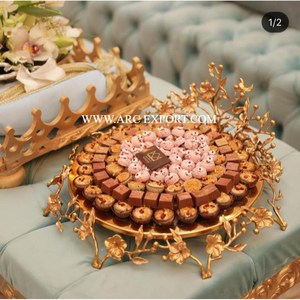 Plateau et bol à chocolat vintage en laiton et miroir, admirable, bol de mariage fait main de grande taille - Product Image 6