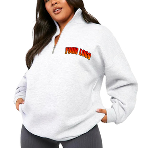 High Quality Women's 100% Cotton Fleece Pullover <b>Long</b> Sleeve Streetwear Autumn Casual Wear Bulk Wholesale Custom Front Logo - Product Image 5