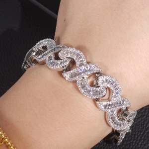 15mm Baguette Cut Colorless Moissanite Diamond Iced Out Hip Hop <b>Infinity</b> <b>Bracelet</b> In 925 Silver Luxury Bling Jewelry Manufacture - Product Image 1