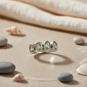 แหวนหินโทแพซทรงรีทำมือ สไตล์โรแมนติก สำหรับผู้หญิง - เครื่องประดับหินธรรมชาติสไตล์โบโฮ - Product Image 2