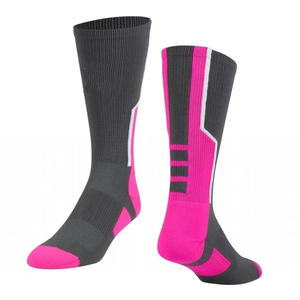 Chaussettes de basket-ball pour adultes, bleu marine et rouge, respirantes, avec revers tricoté en spandex, pour le sport d'automne - Product Image 2