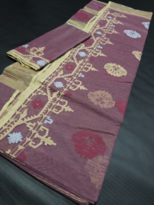 Venta caliente nuevo Deshi Dhakai Jamdani calidad de exportación Sharee para mujeres JAMDANI tela azul rojo verde dorado cielo azul de Bangladesh - Product Image 2