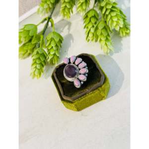 Southwest-inspired <b>Boho</b> Romantic Multistone & Sterling <b>Silver</b> <b>Ring</b> Agate Bezel Set Vermeil Plating Everyday Wear Fine Jewelry - Product Image 4