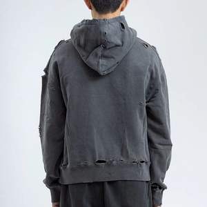 Sudadera con Capucha para Hombre, Personalizada, con Cierre, Lavada al Estilo Stone Washed, de Algodón, con Cuello en V, Resistente al Viento, de Secado Rápido, para Verano - Product Image 2