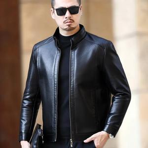 Chaqueta de Motociclista de Piel de Vaca para Hombre, Estilo Urbano, Cuello Mao, Manga Larga, Impermeable, Servicio OEM - Product Image 6