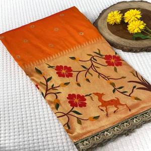 Sari de Seda Paithani Pura VASTRA COTTAGE con Tejido Meenakari en Toda la Superficie y Borde Grande, Sari de Diseño Tradicional Premium - Product Image 5