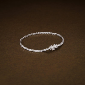 Brazalete de Tenis con Moissanita de Corte Brillante Redondo, Chapado en Rodio, Plata 925, Cierres Abiertos, Unisex, Regalo, Fiesta - Product Image 3