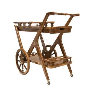 Carrito de Té Clásico de Madera con Diseño Geométrico y Elegantes Ruedas - Product Image 5