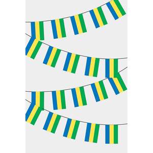 Guirlande de drapeaux rectangulaires du Gabon avec impression numérique, design de drapeaux en guirlande et matériau en polyester pour la présentation - Product Image 1