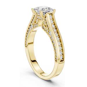 Bague en diamant de laboratoire taille princesse 1,70 carat avec accents pavés pour femme, clarté VVS-VS EF, or 18 carats, 14 carats, 10 carats et argent 925 - Product Image 5