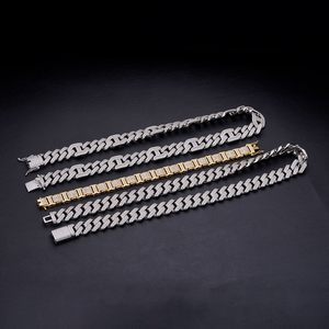 Chaîne cubaine en argent sterling 925 haut de gamme avec moissanite, aspect diamant glacé, pour mariage, fiançailles, style hip-hop audacieux, unisexe, couleur or - Product Image 2