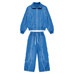 Conjunto Deportivo para Hombre, Chaqueta Cortavientos con Capucha, Transpirable, Ligera, Estampada, de Poliéster, Pantalones Deportivos con Cierre y Cordón Ajustable - Product Image 2